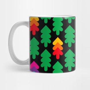 Green and colorful fir trees pattern, version two Mug